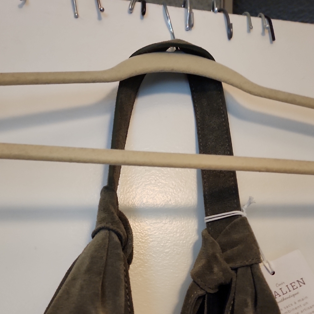 Anna Paola Olive Green Versatile Shoulder Bag with Minimalist Design Suede - Picture 12 of 16